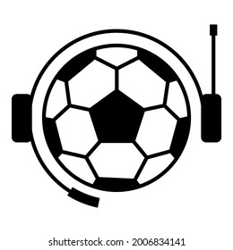 Ball with earphone, microphone, headset for communcation icon vector symbol illustration