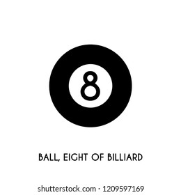 Ball, Eight of Billiard vector icon