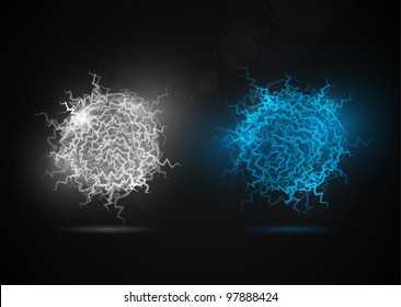 Ball of energy from lightning (Fireballs) on a black background. Eps 10
