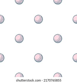 Ball engraved seamless pattern. Vintage sports elements for table tennis hand drawn style. Sketch texture for fabric, wallpaper, textile, print, title, wrapping paper. Vector illustration.