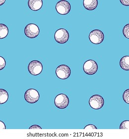 Ball engraved seamless pattern. Vintage sports elements for table tennis hand drawn style. Sketch texture for fabric, wallpaper, textile, print, title, wrapping paper. Vector illustration.