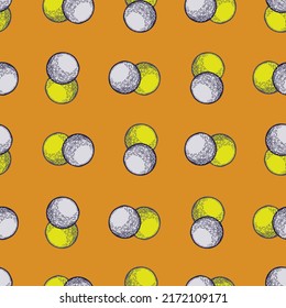 Ball engraved seamless pattern. Vintage sports elements for table tennis hand drawn style. Sketch texture for fabric, wallpaper, textile, print, title, wrapping paper. Vector illustration.