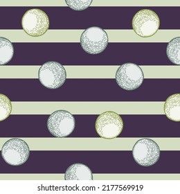 Ball engraved seamless pattern. Vintage sports elements for table tennis hand drawn style. Sketch texture for fabric, wallpaper, textile, print, title, wrapping paper. Vector illustration.