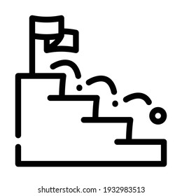 ball falling on stairs line icon vector. ball falling on stairs sign. isolated contour symbol black illustration