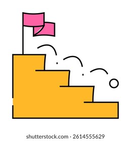 ball falling on stairs line icon vector. ball falling on stairs sign. isolated symbol illustration