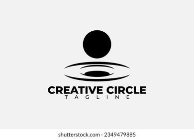 The ball falls and creates waves logo creative circle with black color for our company or business