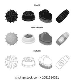 The ball, feed, shampoo and other zoo store products. Pet shop set collection icons in black,monochrome,outline style vector symbol stock illustration web.