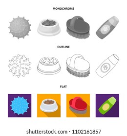 The ball, feed, shampoo and other zoo store products. Pet shop set collection icons in flat,outline,monochrome style vector symbol stock illustration web.