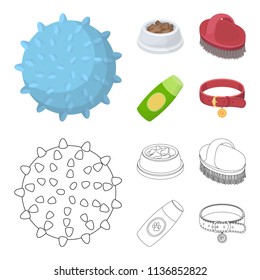 The ball, feed, shampoo and other zoo store products. Pet shop set collection icons in cartoon,outline style vector symbol stock illustration web.