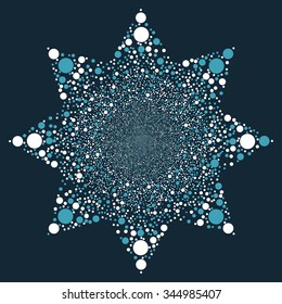 Ball Fireworks Flower vector illustration. Style is blue and white bicolor flat circles, dark blue background.