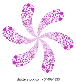 Ball Fireworks Swirl With Six Petals 01 vector illustration. Style is violet flat circles, white background.