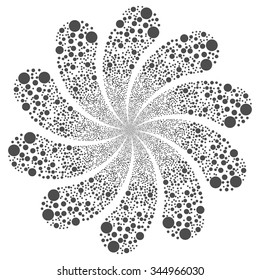 Ball Fireworks Swirl With Ten Petals vector illustration. Style is gray flat circles, white background.
