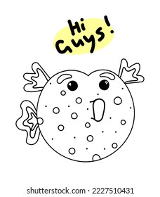Ball fish illustration. Cartoon fish drawn in doodle style. Can be used for children's books, coloring books, postcards, web, logo, your design.