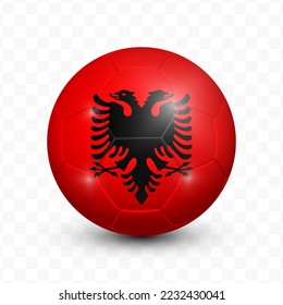 Bandera de bola de Albania con fondo transparente (PNG), Ilustración vectorial.