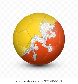 Ball Flag of Bhutan with transparent background(PNG), Vector Illustration.