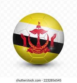 Ball Flag of Brunei with transparent background(PNG), Vector Illustration.