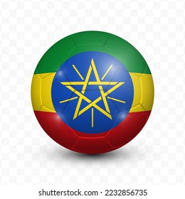 Ball Flag of Ethiopia with transparent background(PNG), Vector Illustration.