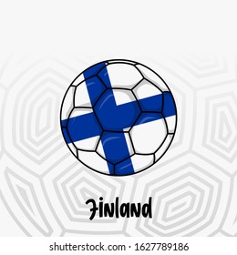 Ball Flag of Finland, Football championship banner, Vector illustration of abstract soccer ball with Finland national flag colors for template design