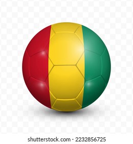 Ball Flag of Guinea with transparent background(PNG), Vector Illustration.