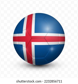 Ball Flag of Iceland with transparent background(PNG), Vector Illustration.