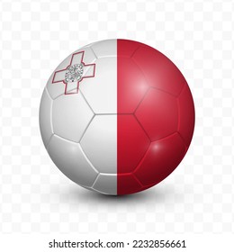 Ball Flag of Malta with transparent background(PNG), Vector Illustration.