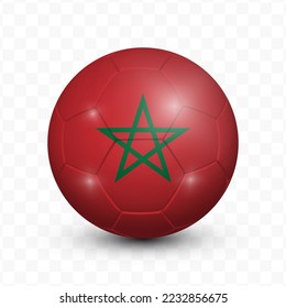 Ball Flag of Morocco with transparent background(PNG), Vector Illustration.