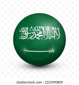 Ball Flag of Saudi Arabia with transparent background(PNG), Vector Illustration.