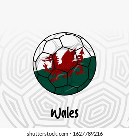 Ball Flag of Wales, Football championship banner, Vector illustration of abstract soccer ball with Wales national flag colors for template design
