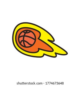Ball mit Flammenlinie und Füllstil-Icon-Design, Basketballsport-Hobby-Wettbewerb und Spiel-Thema Vektorgrafik