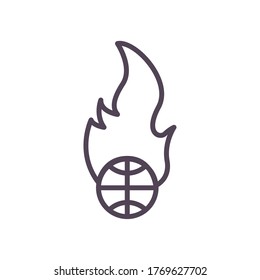 Ball with flame line style icon design, Basketball sport hobby competition and game theme Vector illustration