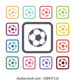 ball flat icons set. Open round colorful buttons. Vector 
