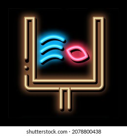 Ball Flies at Gate neon light sign vector. Glowing bright icon Ball Flies at Gate sign. transparent symbol illustration