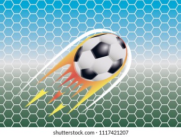 The ball flies into the net