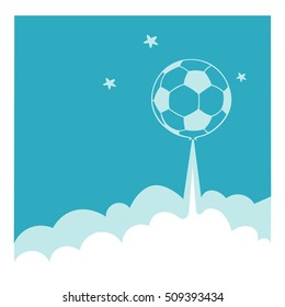 the ball flies over the clouds