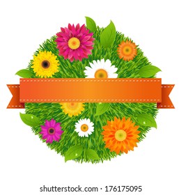 Ball With Flowers, With Gradient Mesh, Vector Illustration