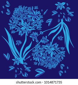 Ball of flowers on a blue background