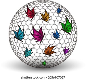 Ball with flying color butterflies