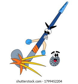 bola volando mientras se golpea, ilustración de un objeto con una cara de caricatura