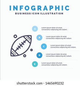 Ball, Football, Sport, Usa Line icon with 5 steps presentation infographics Background. Vector Icon Template background