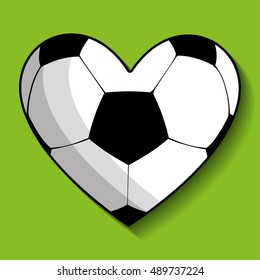 Ball in form of heart shape icon. Soccer sport and hobby theme. Colorful design. Vector illustration