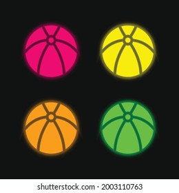 Ball four color glowing neon vector icon
