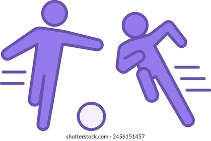 Icono de color del juego de pelota. Vector Icono de Personas Corriendo tras el Balón. Partido de fútbol, Atletas de lucha, Golpear la pelota. Concepto de Juegos deportivos