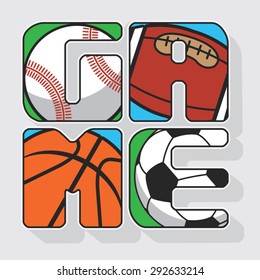 Ball game football , rugby, base ball, basket ball, illustration, typography, t-shirt graphics, vectors 