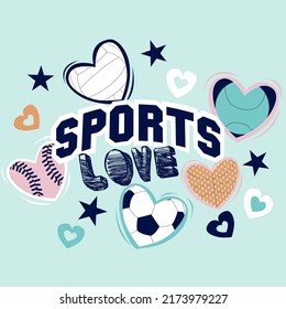 Ball game with hearts 'sports love' icon