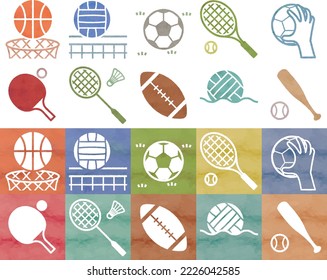 Ball game Icon Illustration Handwriting style color