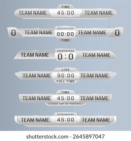 Ball game scoreboard vector with player win green background field spotlight chart symbol team match layout goal striped football france stadium corner pictogram play template sign
