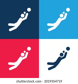 Juego de bolas azul y rojo cuatro colores mínimo conjunto de iconos