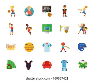 Ball games and competition icon set
