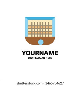 Ball, Gate, Goalpost, Net, Soccer Business Logo Template. Flat Color. Vector Icon Template background