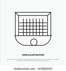 Ball, Gate, Goalpost, Net, Soccer Line Icon Vector. Vector Icon Template background